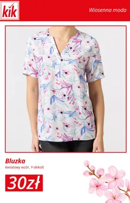 Bluzka kwiatowy wzór, Y-dekolt promocja w KiK