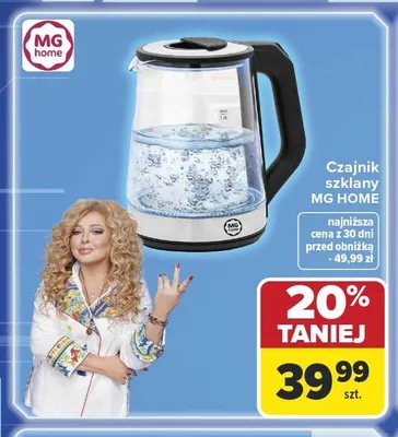 Czajnik szklany MG HOME promocja w Carrefour