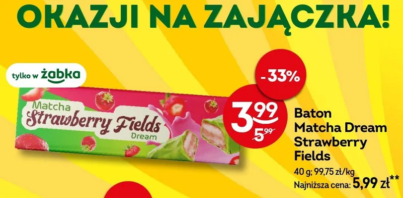 Baton Matcha Dream Strawberry Fields promocja w Żabka