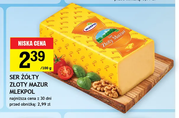 Ser żółty Złoty Mazur Mlekpol promocja w Gram Market
