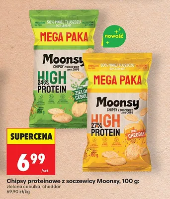 Chipsy proteinowe z soczewicy Moonsy cheddar promocja w Biedronka