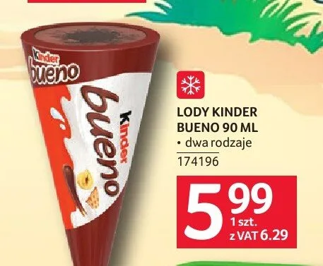 Lody Kinder Bueno 90 ml promocja w Selgros