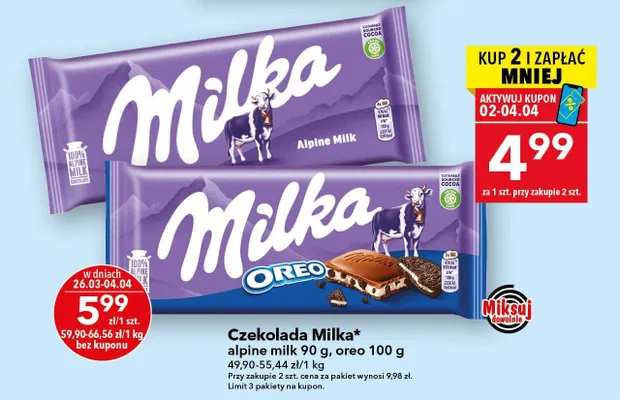 Czekolada alpine milk promocja w LEWIATAN