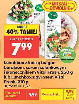 Lunchbox z kaszą bulgur, burakiem, serem solankowym i słonecznikiem Vital Fresh promocja w Biedronka