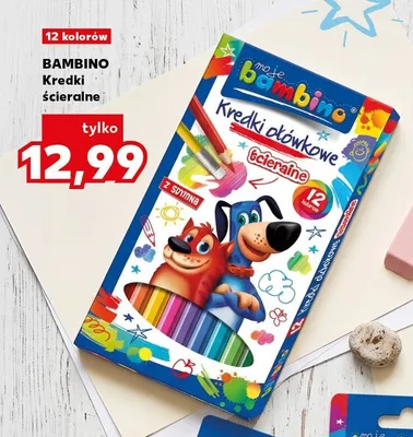Kredki ołówkowe ścieralne Bambino 12 kolorów promocja w Kaufland