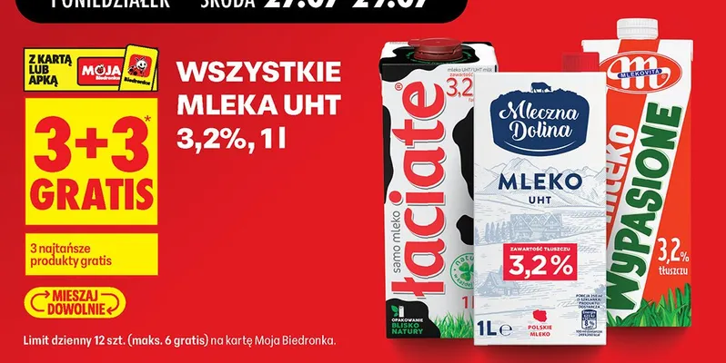 Mleko UHT 3,2% Łaciate promocja w Biedronka