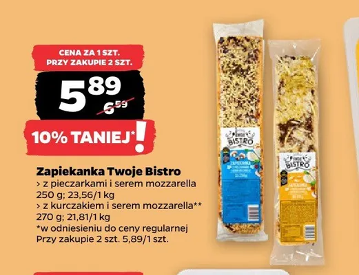 Zapiekanka Twoje Bistro z pieczarkami i serem mozzarella promocja w Netto