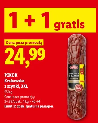 Krakowska z szynki Pikok XXL promocja w Lidl