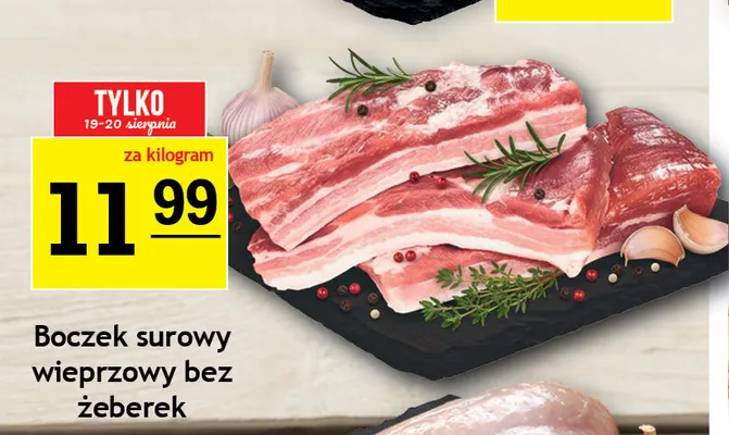 Boczek surowy wieprzowy bez żeberek promocja w Gram Market