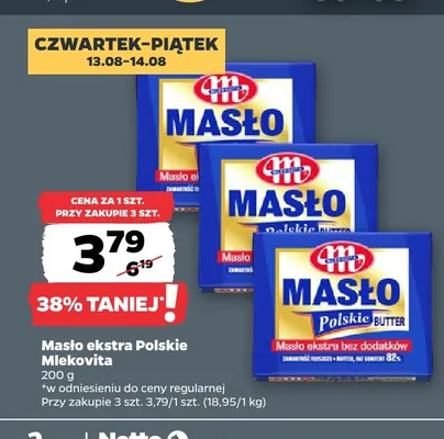 Masło ekstra Polskie Mlekovita promocja w Netto
