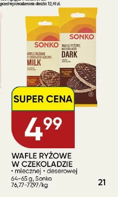 Wafle ryżowe w czekoladzie deserowej Sonko promocja w Chata Polska