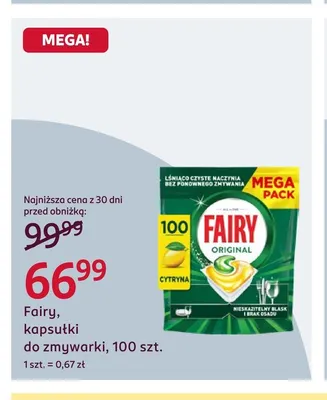 Kapsułki do zmywarki Fairy promocja w Rossmann