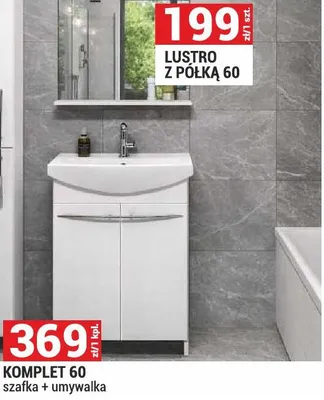 Komplet 60 szafka i umywalka seria Arsena kolor biały promocja w Merkury Market