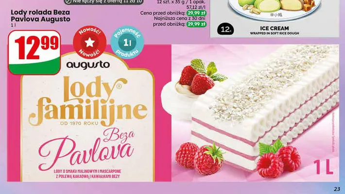 Lody rolada Beza Pavlova Augusto promocja w Dino