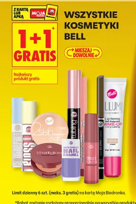 Kosmetyki wszystkie rodzaje 1+1 GRATIS promocja w Biedronka