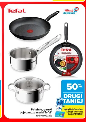 Patelnie, garnki pojedyncze Tefal promocja w Carrefour Market