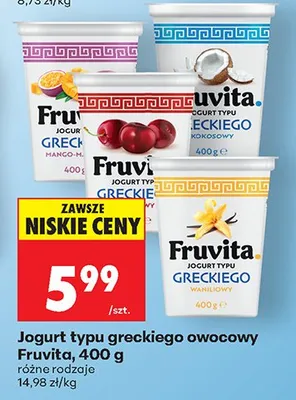 Jogurt typu greckiego owocowy Fruvita mango-marakuja promocja w Biedronka