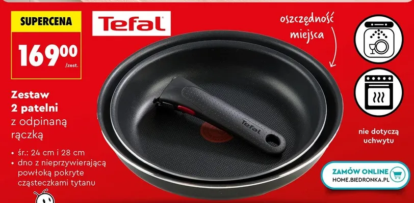 Zestaw 2 patelni z odpinaną rączką promocja w Biedronka