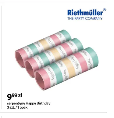 Serpentyny Happy Birthday Riethmüller 3-pak promocja w Empik
