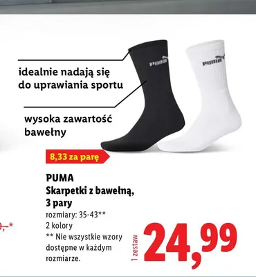 Skarpetki z bawełną Puma 3-pak promocja w Lidl