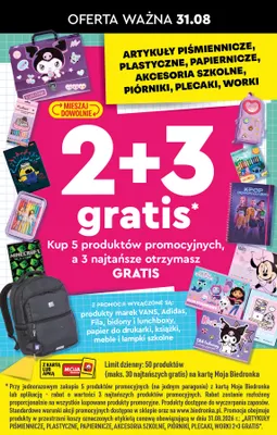Artykuły piśmiennicze, plastyczne, papiernicze, akcesoria szkolne, piórniki, plecaki, worki promocja w Biedronka