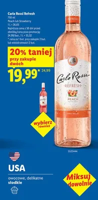 Wino Carlo Rossi Refresh Peach promocja w Lidl