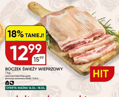 Boczek świeży wieprzowy promocja w Chata Polska