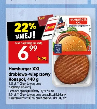 Hamburger XXL drobiowo-wieprzowy Konspol promocja w Twój Market