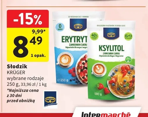 Słodzik Ksylitol Krüger promocja w Intermarche