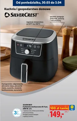 Frytkownica beztłuszczowa Air Fryer, 2000 W, 3,6 L promocja w Lidl