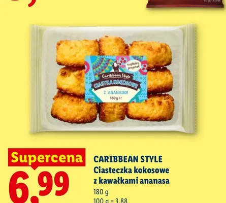 Ciasteczka kokosowe z kawałkami ananasa Caribbean Style promocja w Lidl