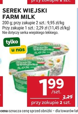 Serek wiejski Farm Milk promocja w Stokrotka