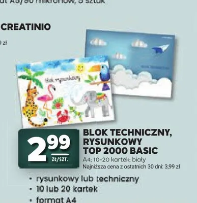Blok rysunkowy TOP 2000 Basic A4 promocja w Stokrotka