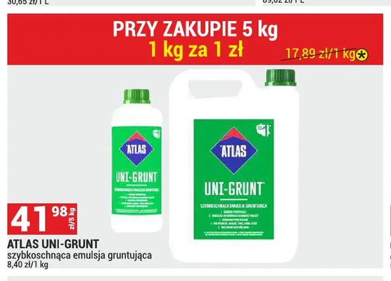Emulsja gruntująca szybkoschnąca Atlas Uni-Grunt promocja w Merkury Market