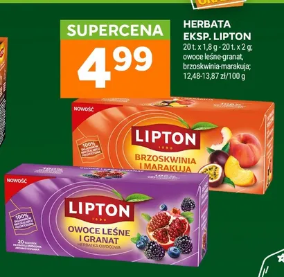 Herbata ekspresowa Lipton brzoskwinia-marakuja promocja w Stokrotka