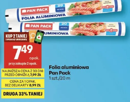 Folia aluminiowa Pan Pack 20m promocja w Delikatesy Centrum