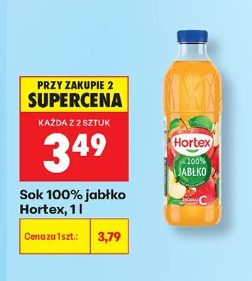 Sok 100% jabłko Hortex promocja w Biedronka