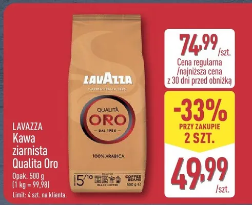 Kawa ziarnista Lavazza Qualita Oro promocja w Aldi