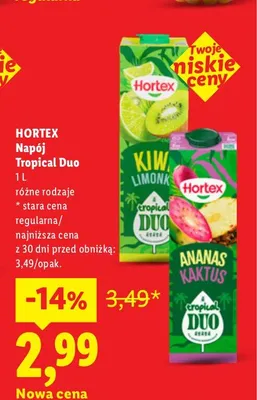 Napój Hortex Tropical Duo ananas kaktus promocja w Lidl