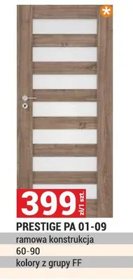 Drzwi PRESTIGE PA 01-09 ramowa konstrukcja 60-90 kolory z grupy FF promocja w Merkury Market