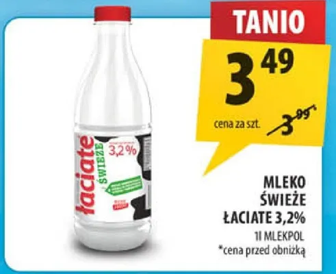 Mleko świeże łaciate 3,2% Łaciate promocja w Arhelan