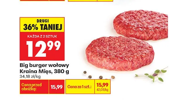 Big burger wołowy Kraina Mięs promocja w Biedronka