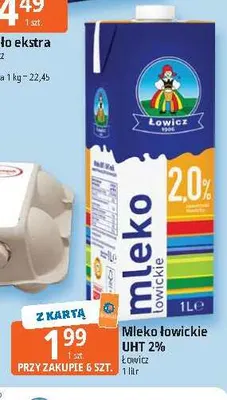 Mleko UHT łowickie Łowicz 2% promocja w Leclerc