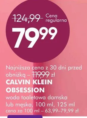 Perfumy CALVIN KLEIN OBSESSION woda toaletowa damska lub męska 100 ml, 125 ml promocja w Makro