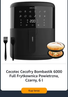 Frytkownica powietrzna Cecotec Cecofry Bombastik 6000 Full czarna 6 l promocja w Amazon