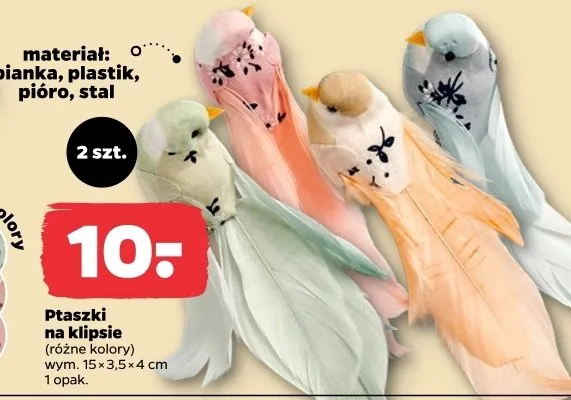 Ptaszki na klipsie promocja w Netto