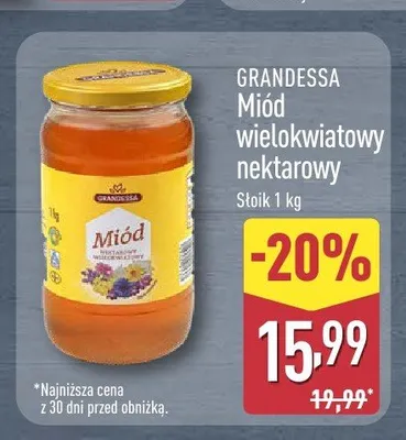 Miód wielokwiatowy nektarowy Grandessa promocja w Aldi