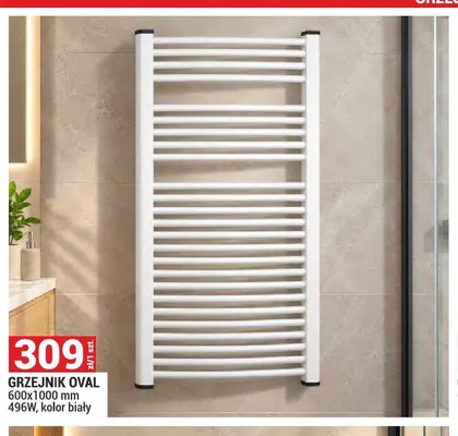 Grzejnik Oval 600x1000 mm biały promocja w Merkury Market