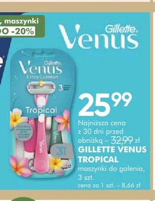 Maszynki do golenia Gillette Venus Tropical promocja w Super-Pharm