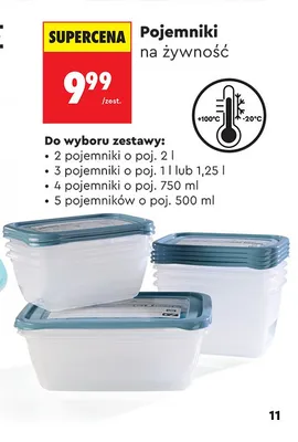 Zestaw 3 pojemników na żywność Smukee 1 l promocja w Biedronka